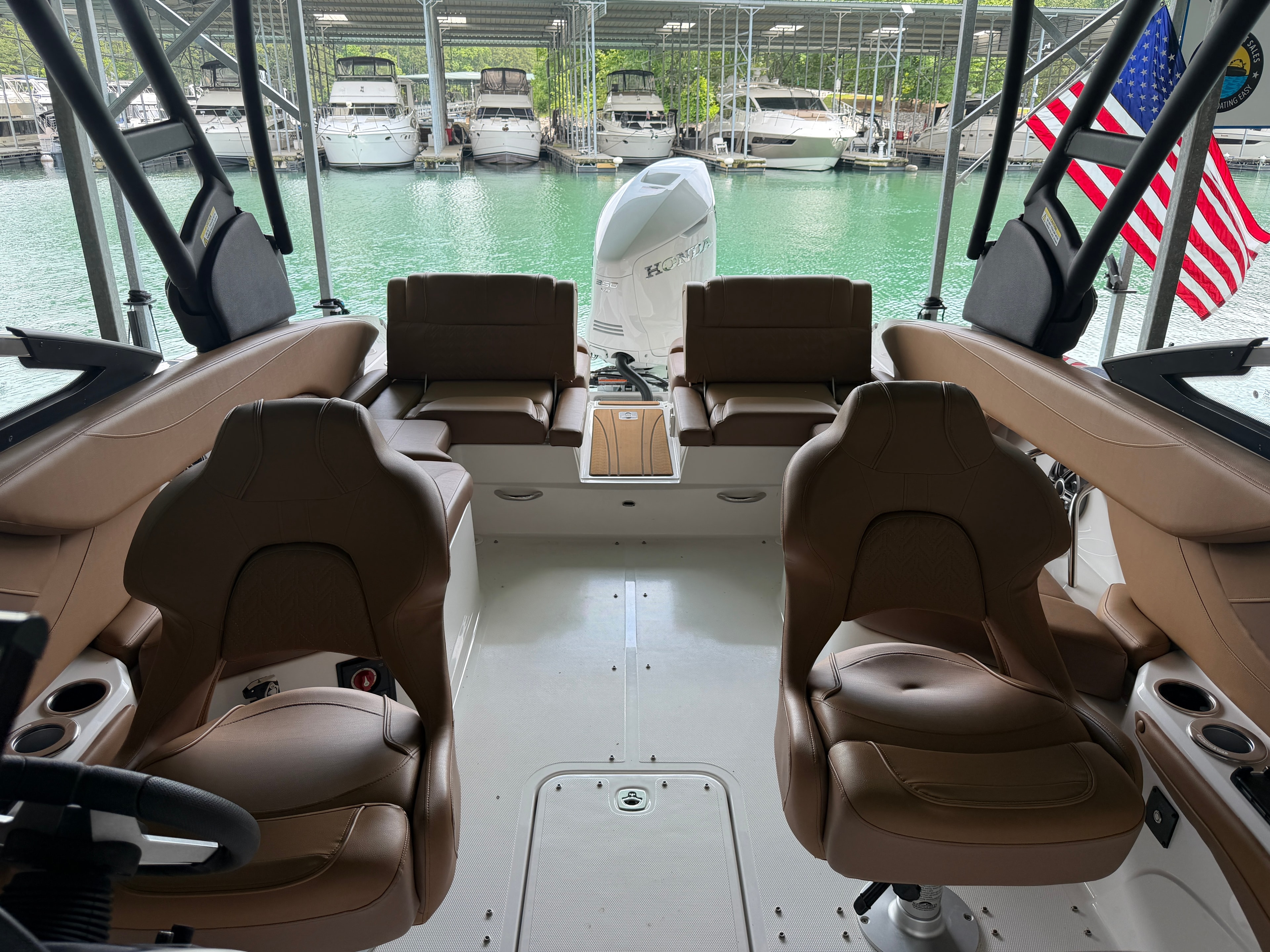 Hurricane deck boat side view