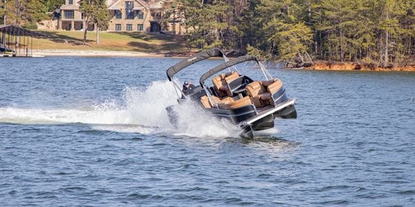 Pontoon boat on the lake